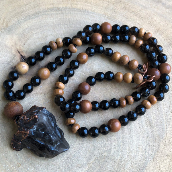 SMOKY QUARTZ, KUK & OLIVE WOOD