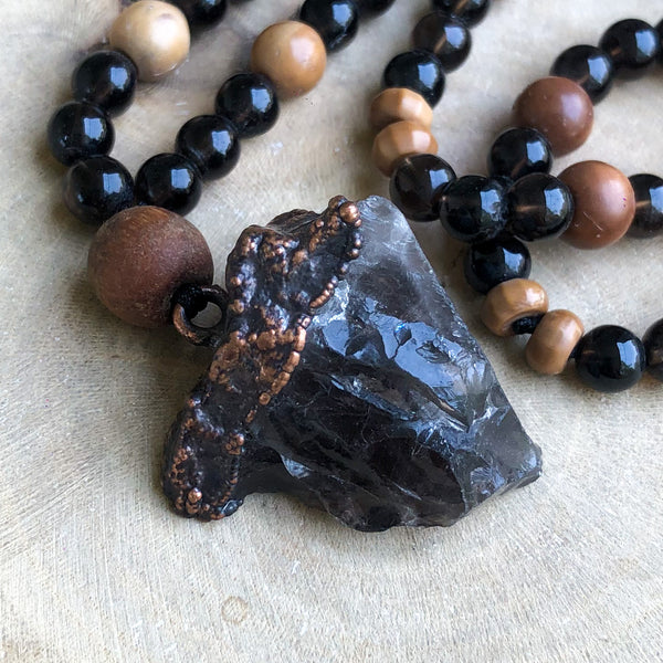 SMOKY QUARTZ, KUK & OLIVE WOOD