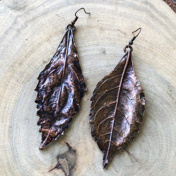 Natural leaf earrings