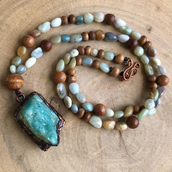 AMAZONITE, OLIVE & KUK WOOD