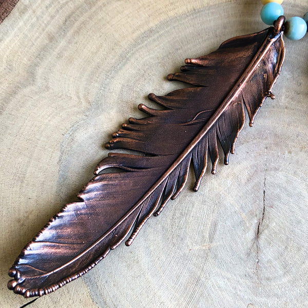 ROOSTER FEATHER & AMAZONITE